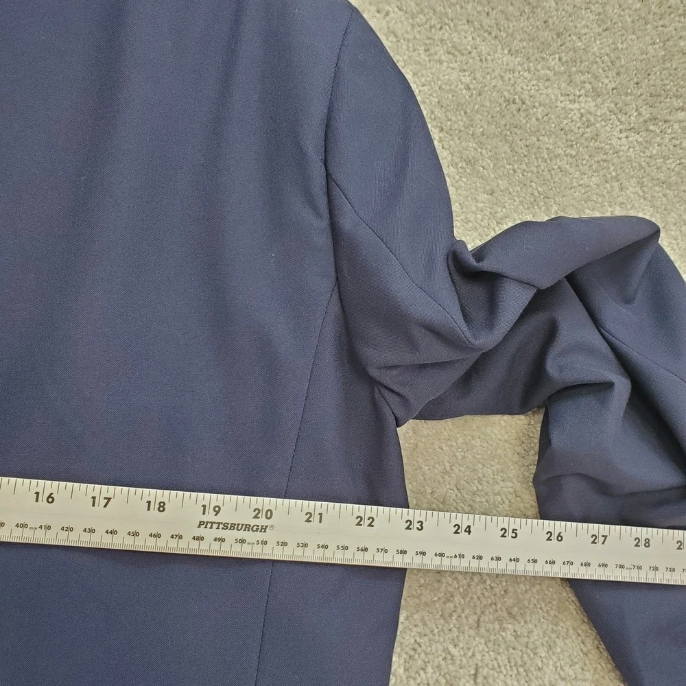 John Blair Signature Blazer Jacket Men 44 Blue Rayon Notch Lapel Single Breasted